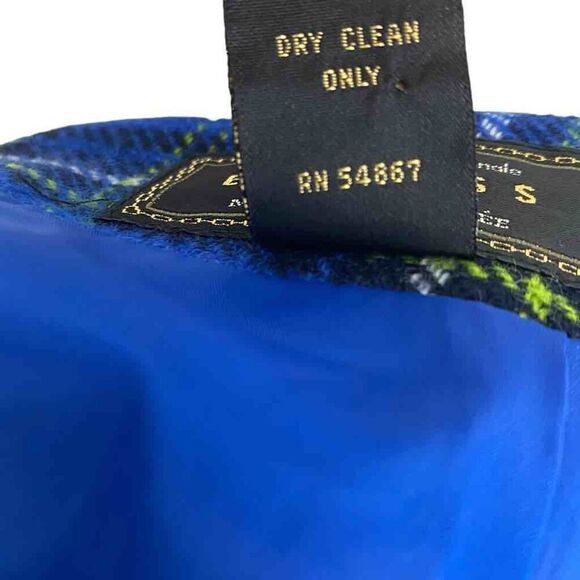 Vintage Juniors Express Wool Blend Blue and Lime Green Plaid Mini Skirt size 9 - Picture 5 of 5